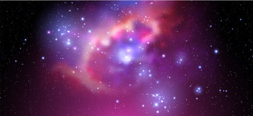 Space vector background with realistic nebula and shining stars. Magic colorful galaxy with stardust