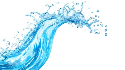 Water Splash, Blue Wave, Isolated on White Background