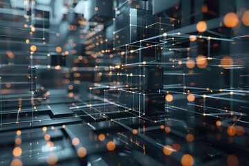 Abstract 3D grid representing a website s architecture, backend development visualization, digital infrastructure