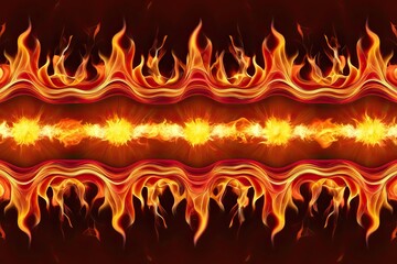Vibrant Fire Ripple Border with Radiating Flames and Intense Colors