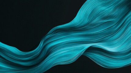 Obraz premium A vibrant and flowing turquoise wave against a dark background, evoking tranquility.