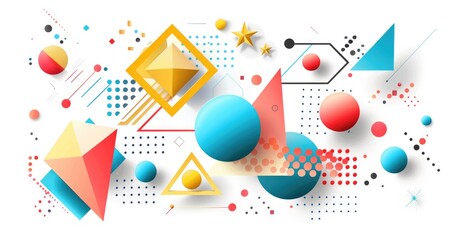 A vibrant abstract composition featuring geometric shapes and colors, ideal for graphic design or creative projects.