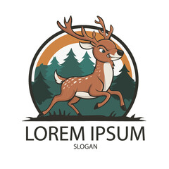 deer design logo illustration with text on white background