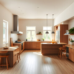 Modern kitchen interior featuring sleek furniture and contemporary design, perfect for a luxurious home