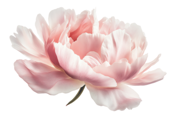 Blushing Pink Peony Blossom, Soft Focus, Isolated on White