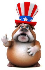 Fun 3D cartoon bulldog with an uncle sam hat