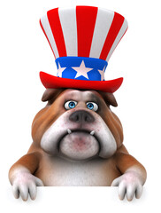Fun 3D cartoon bulldog with an uncle sam hat