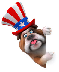 Fun 3D cartoon bulldog with an uncle sam hat