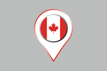 Fototapeta premium Canada flag with location sign, National Canada flag, vector illustration of Canada flag, National flag of Canada, Happy Canada Day, Canada leaf, Red maple leaf 
