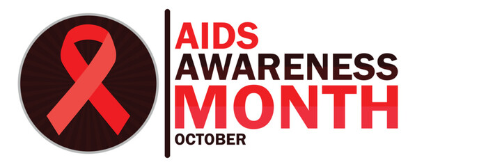 Aids Awareness Month. October. Suitable for greeting card, poster and banner. Vector illustration.