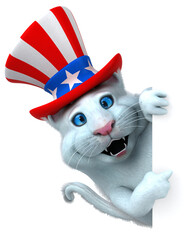 Fun 3D cartoon cat with an uncle sam hat