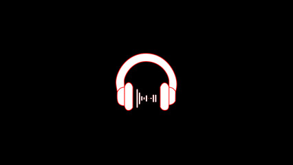 Headphone icon Isolated on black background.