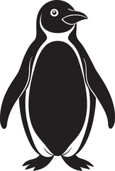 A penguin full body silhouette vector on white background.