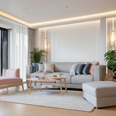 modern living room interior design, scandinavian style