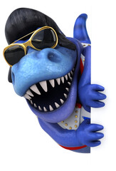 Fun 3D cartoon illustration of a Trex rocker