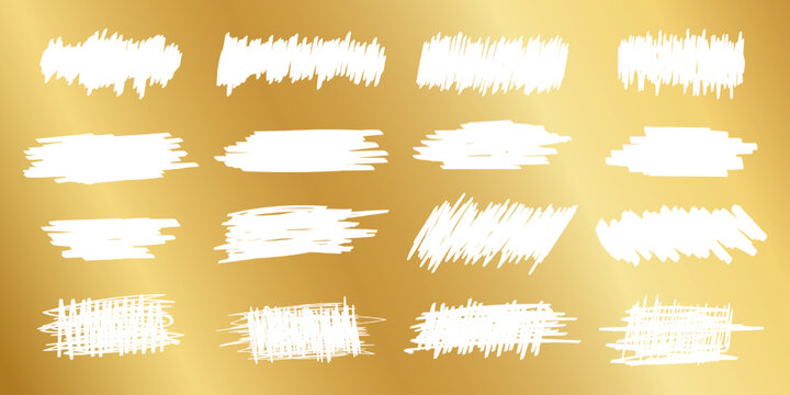Scrape scratchcard textures on gold background. Collection of golden scratch card, lucky game ticket, lottery winner, money prize or sale coupon surfaces. Vector realistic illustration.