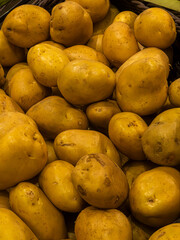 Close-up shot of fresh potatoes in a Supermarket