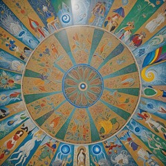 Fototapeta premium Unity Mosaic of Saints - Illustration