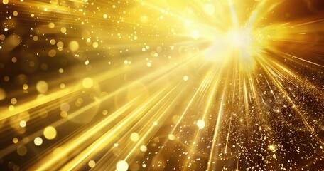 Obraz premium A vibrant explosion of golden light and sparkles, creating a dynamic and energetic atmosphere.