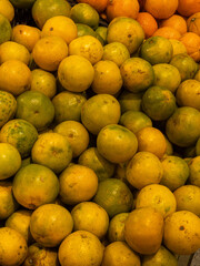 Close-up shot of fresh oranges in a Supermarket