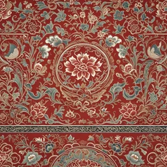 Chinese Pattern Illustration, Tile in Red © Random_Mentalist