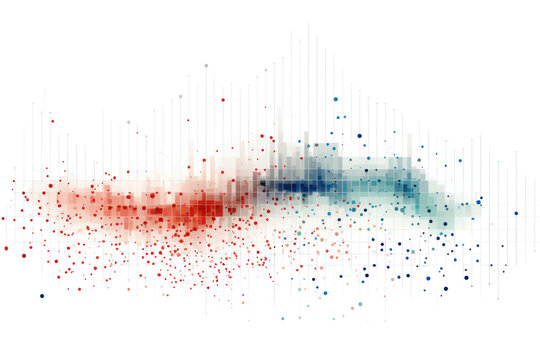 A high-resolution image of a digital scatter plot , isolated on white background