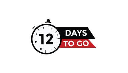12 days to go Countdown number banner templates. time icon. Vector Illustration 
