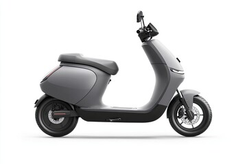 Modern gray electric scooter on white background.