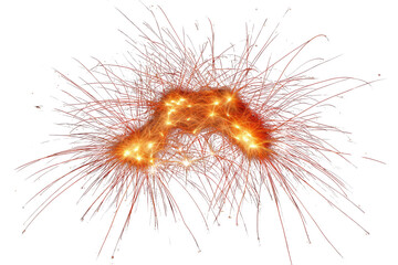 A long exposure capture of fireworks creating beautiful light isolated on white background
