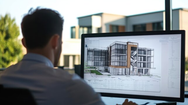 Architectural Building Design and Planning on Computer Screen