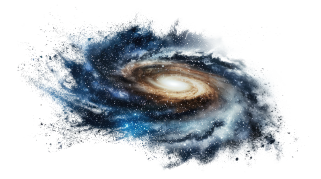 spiral galaxy isolated on white or transparent png