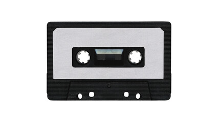 black Isolated music cassette tape with clear place for cover, front side, y2k retro style