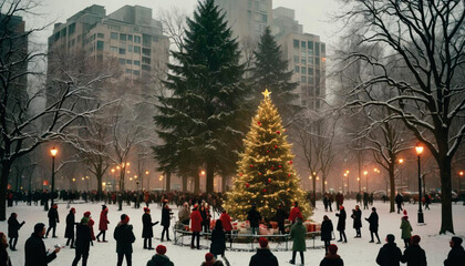 Obraz premium christmas tree in the city