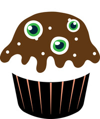 Halloween cute cup cake illustration