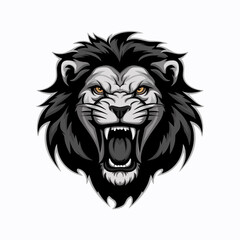 lion head illustration design logo on white background