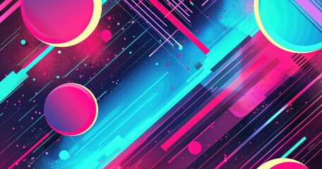 A vibrant abstract design featuring colorful circles and dynamic lines, evoking a sense of movement and energy.