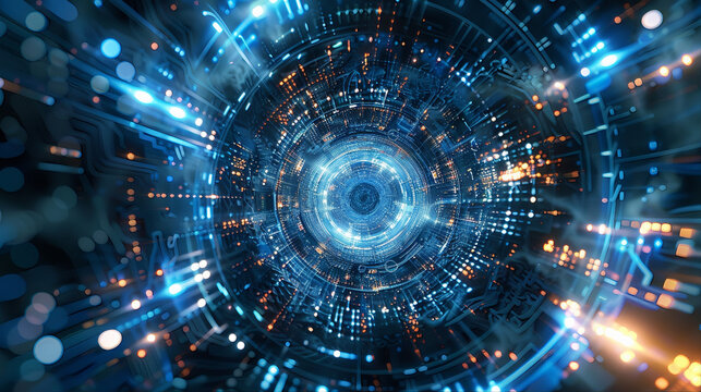 Abstract futuristic digital mandala fractual technology background concept