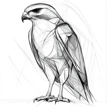 recommend clip art: Geometric Falcon Line Art Illustration