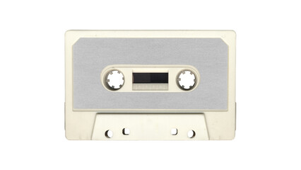 Obraz premium white Isolated music cassette tape with clear place for cover, front side, y2k retro style