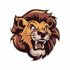 Fototapeta premium lion roar head design illustration logo on white background