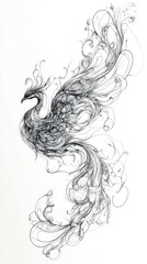 Fototapeta premium Elegant Monochrome Phoenix Tattoo Design
