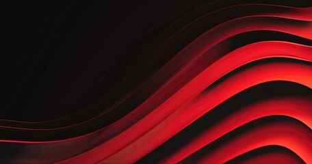 A dynamic abstract design featuring flowing red waves against a dark background, evoking a sense of movement and energy.