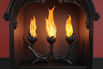 Stunning Iron Torch Flame in 3D Gothic Fire Fixture Design