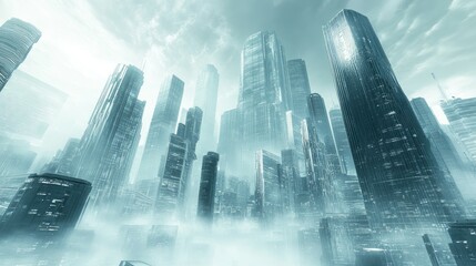 futuristic city with skyscrapers backgrounds