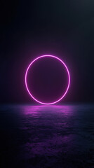 Obraz premium A glowing pink circular light beam converges in dark space, creating striking visual effect. ambiance is mysterious and captivating.