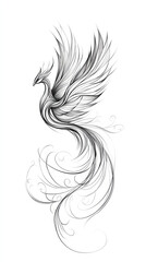Fototapeta premium Elegant Monochrome Phoenix Tattoo Design