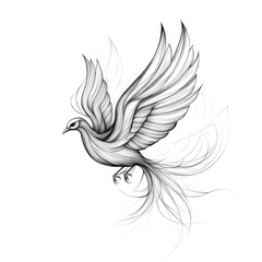 Fototapeta premium Elegant Monochrome Phoenix Tattoo Design