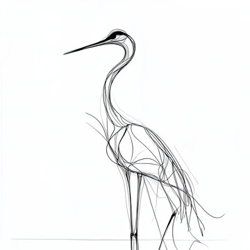 recommend clip art: Minimalist Heron Line Art Illustration
