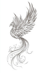 Fototapeta premium Elegant Monochrome Phoenix Tattoo Design
