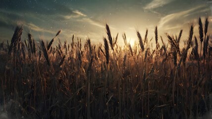 Fototapeta premium sunset in the field